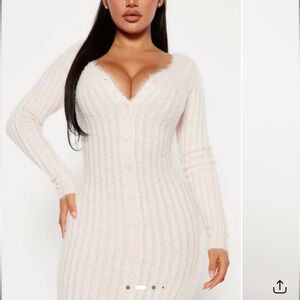 Fashion Nova Pink Fuzzy Sweater Maxi Dress